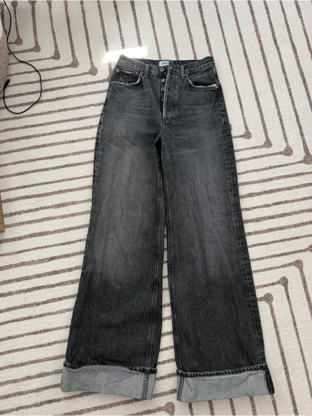 AGOLDE Dame Jean in Black and Gray Two-Tone